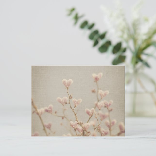 Soft Heart Blossom Postcard – Romantic Botanical  (Standing Front)