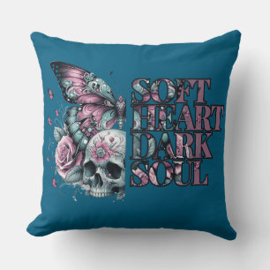 Soft Heart Dark Soul Pastel Goth  Throw Pillow