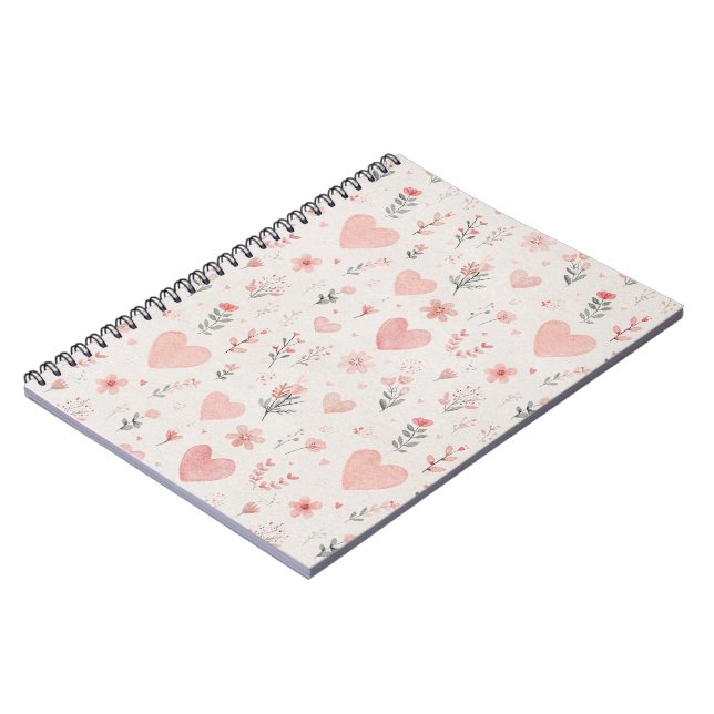 Soft Heart Pattern Notebook (Left Side)