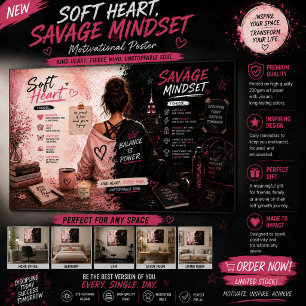 Soft Heart Savage Mindset Wall Art   Inspirational