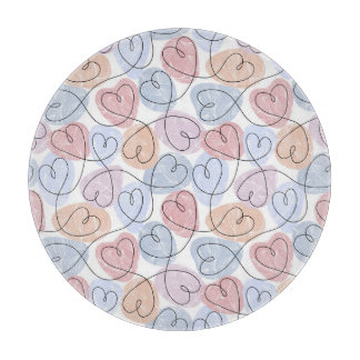 Soft Hearts: Continuous Line Valentine's Cutting Board