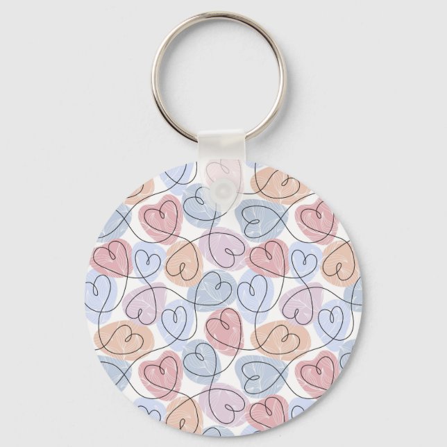 Soft Hearts: Continuous Line Valentine's Keychain (Front)