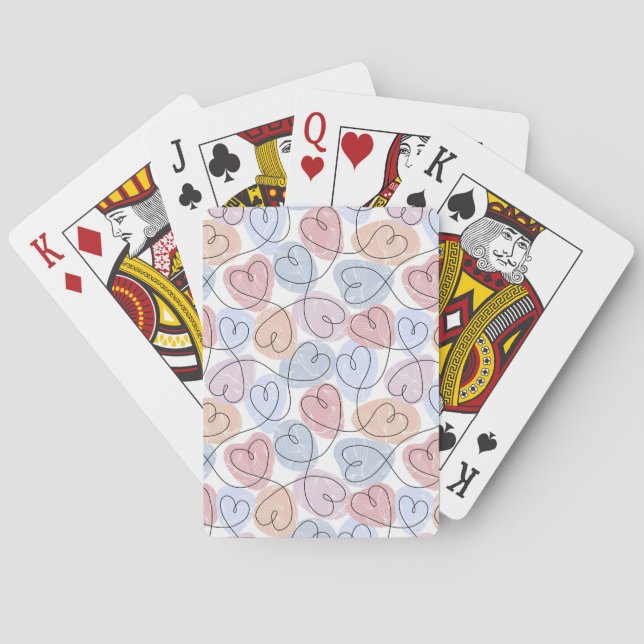 Soft Hearts: Continuous Line Valentine's Playing Cards (Back)