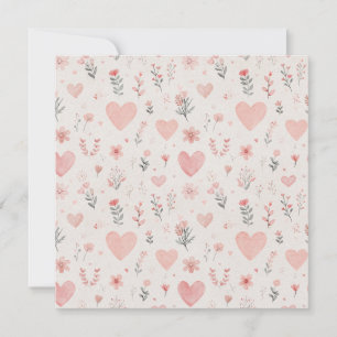 Soft Hearts Floral Square Invitation