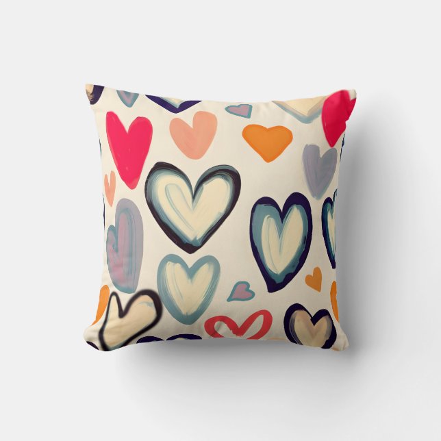 Soft Hearts Throw Pillow (Front)