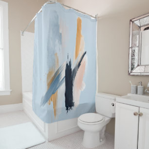 Soft Horizon Abstract Shower Curtain with liner