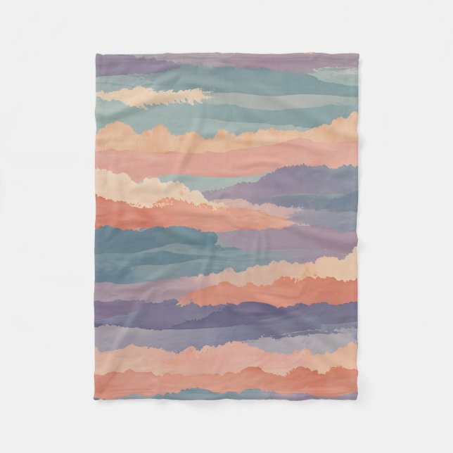 Soft Horizon Waves Fleece Blanket (Front)