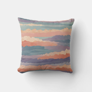 Soft Horizon Waves Throw Pillow