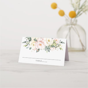 Soft Hued Delicate Ivory Blush Floral Wedding Place Card