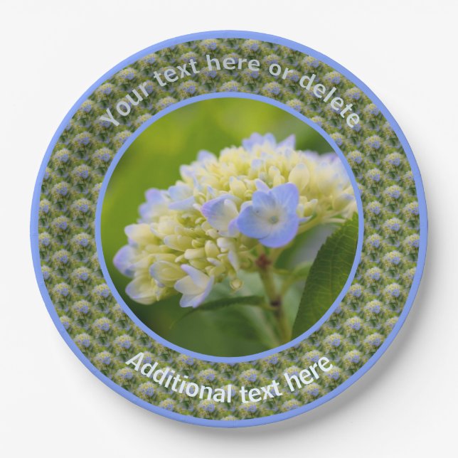 Soft Hydrangea Flower Personalized Party  Paper Plate (Front)