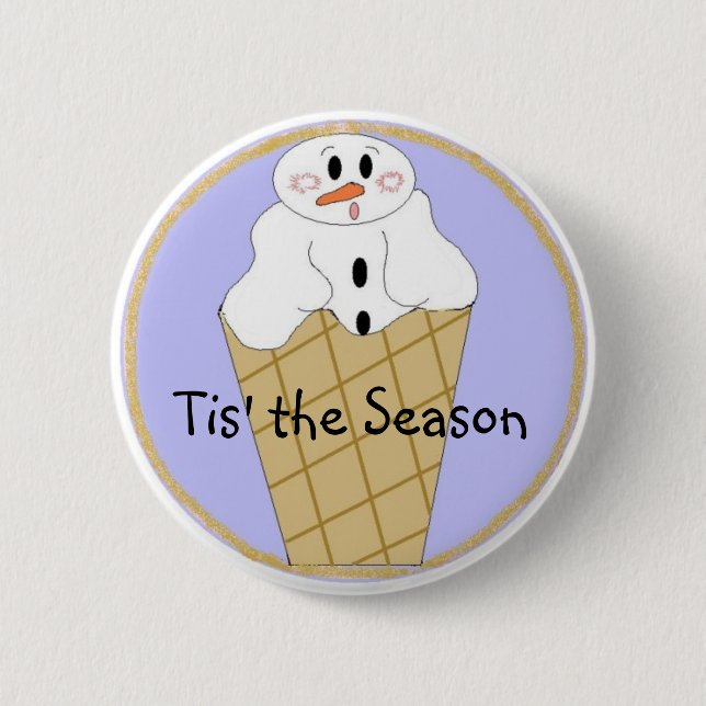Soft Ice Cream Snowman 2 Inch Round Button (Front)