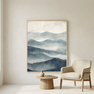 Soft Indigo Abstract Terrain Wall Art