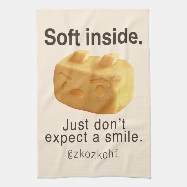 Soft Inside: Iron T Pineapple Cake Funny Quote Art Kitchen Towel (Vertical)