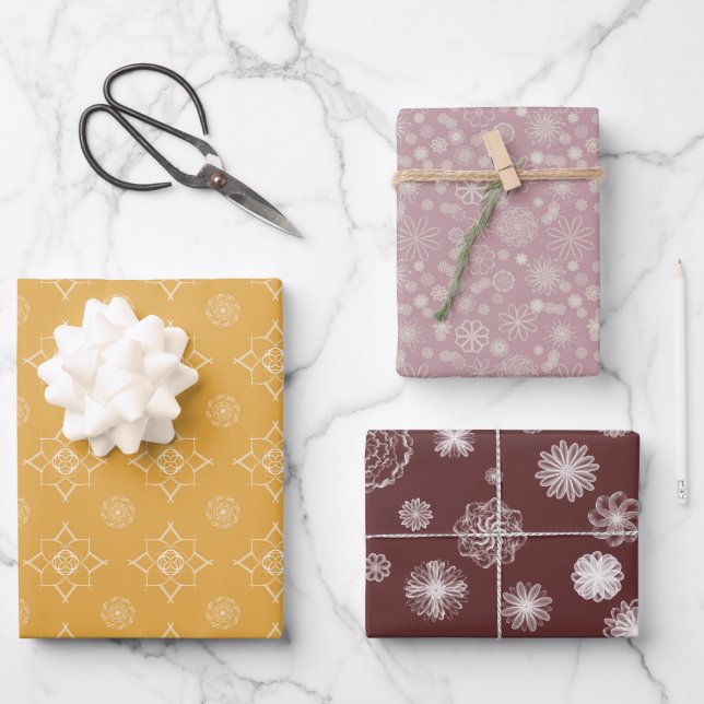 Soft intricate and pretty florals wrapping paper sheet (Front)
