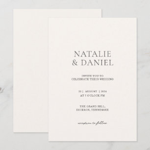 Soft Ivory & Charcoal Chic Wedding Invitation