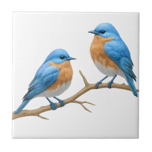 Soft Ivory Lovebirds Romantic Bluebirds Wedding Tile