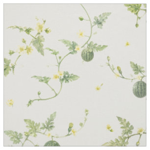 Soft Ivory Mini Watermelon Watercolor Botanical Fabric