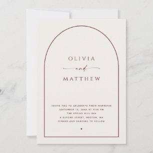 Soft Ivory Minimalist Arch Wedding Photo + QR Invitation