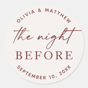 Soft Ivory Modern Script Wedding Rehearsal Dinner Classic Round Sticker