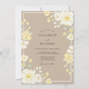 Soft Ivory Peony Wedding Invitation