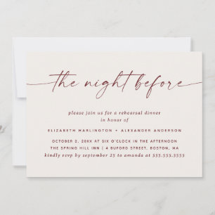Soft Ivory Rehearsal Dinner   The Night Before Invitation