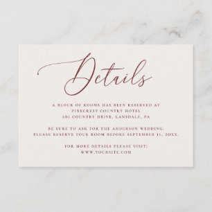Soft Ivory Wedding Details   Minimal Accommodation Enclosure Card
