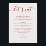 Soft Ivory Wedding. Modern Script Reception Dinner Menu<br><div class="desc">A minimalist wedding menu card designed to present your reception dinner in a clear and elegant way. Set on a soft ivory background with muted berry rose typography, the layout combines a script heading with structured menu sections. Each course is arranged for easy reading, allowing guests to quickly see what’s...</div>