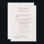 Soft Ivory Wedding Timeline | Minimalist Itinerary Invitation<br><div class="desc">A modern wedding timeline card featuring a soft ivory background paired with deep burgundy (deep wine red) typography. The design is clean and structured, making it easy for guests to follow the flow of the wedding weekend while keeping an elegant, understated look. The front side presents a clear wedding itinerary,...</div>