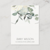 SOFT IVORY WHITE FLORAL BUNCH NECKLACE DISPLAY BUSINESS CARD (Front)