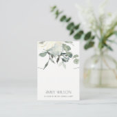 SOFT IVORY WHITE FLORAL BUNCH NECKLACE DISPLAY BUSINESS CARD (Standing Front)