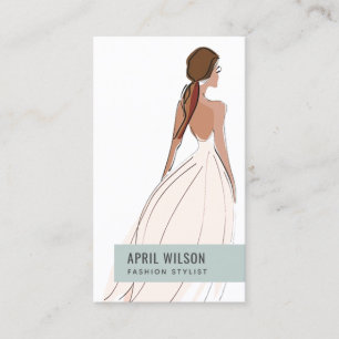 SOFT IVORY WHITE GREY WEDDING GOWN BRIDAL DRESS BUSINESS CARD