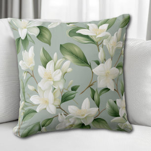 Soft Jasmine Floral Elegance Accent Throw Pillow