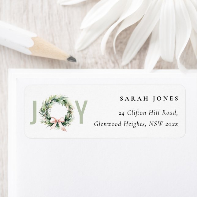 Soft Joy Blush Green Christmas Wreath Adresse (En situation)