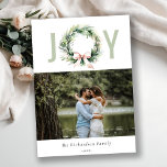 Soft Joy Blush Green Christmas Wreath Photo Holiday Card<br><div class="desc">If you need any further customisation please feel free to message me on yellowfebstudio@gmail.com.</div>