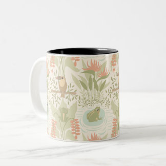 Soft Jungle Frogs & Birds Two-Tone Coffee Mug