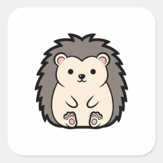 Soft Kawaii Hedgehog – Cute Animal Illustration Square Sticker