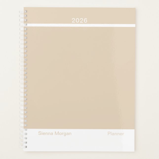 Soft Khaki/Beige Minimalist Planner (Front)