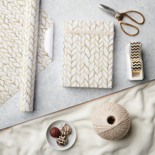Soft Knit Pattern Wrapping Paper in Neutral Cream (Crafts)