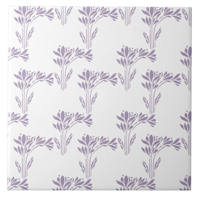 Soft Lavender Botanical Pattern Tile (Front)