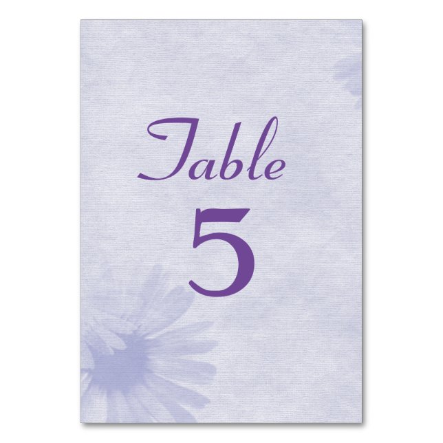 Soft Lavender Daisy Table Number (Front)