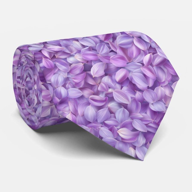 Soft Lavender Flower Petals Pattern Tie (Rolled)