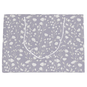 Soft Lavender Flower White Floral Pattern Large Gift Bag