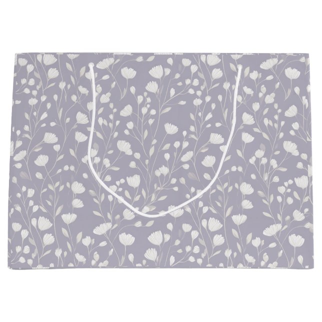Soft Lavender Flower White Floral Pattern Large Gift Bag (Front)
