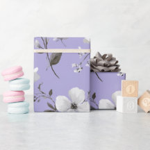 Soft Lavender Flower White Floral Pattern