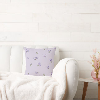 Soft Lavender Japanese Rosemary Floral Pattern Throw Pillow