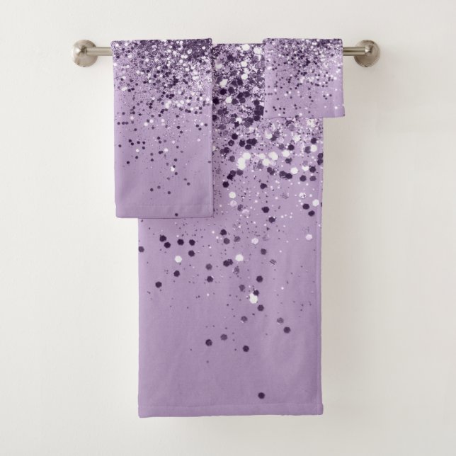Soft Lavender Lady Glitter #1 (Faux Glitter) #art  Bath Towel Set (Insitu)
