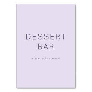 Soft Lavender Minimalist Dessert Bar Sign Table Number