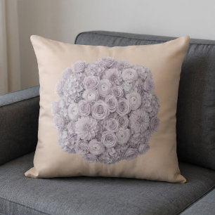 Soft Lavender & Pale Grey Floral Throw Pillow