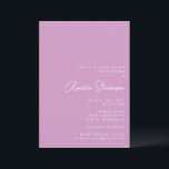 Soft Lavender Purple Minimalist Modern Bat Mitzvah Invitation<br><div class="desc">This elegant Bat Mitzvah invitation features a soft lavender background with modern white typography,  combining sleek all-caps with graceful handwritten script for the celebrant’s name. The minimalist layout creates a clean,  sophisticated tone perfect for a contemporary ceremony and luncheon. Ideal for spring and feminine-themed events.</div>