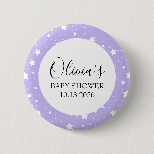 Soft Lavender Starry Pattern 2 Inch Round Button (Front)